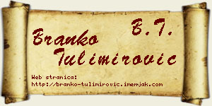 Branko Tulimirović vizit kartica